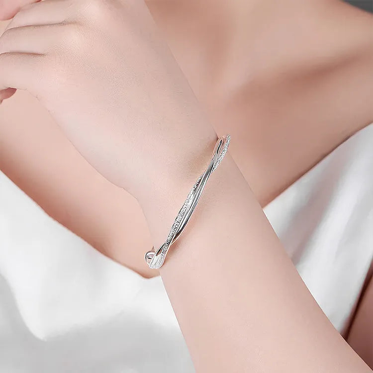 925 Sterling Silber Gewebe Armreifen | Shop Nory