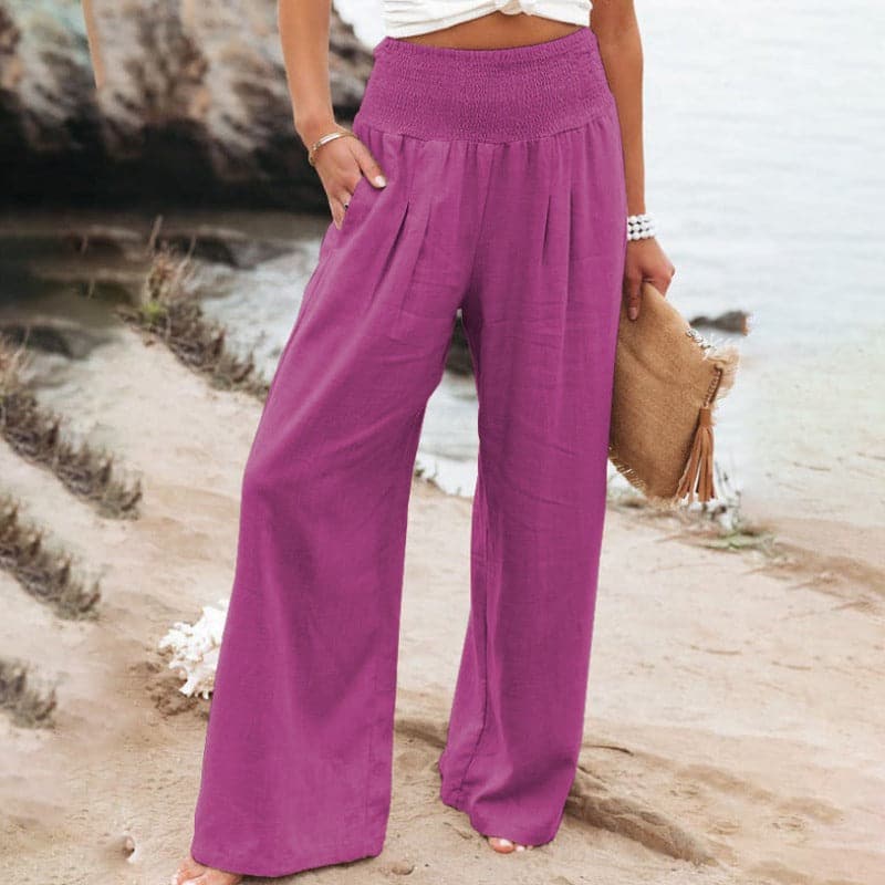 Shopnory | Lässige Weite Leinenhose für Frauen