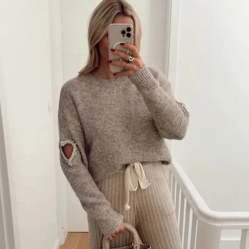 Shopnory | Mode LiShopnorye Herz Ausgehöhlter Pullover