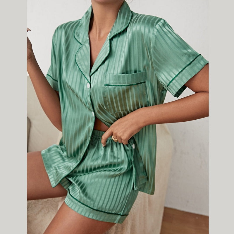 Satin Pyjama Set Für Damen Hausanzug