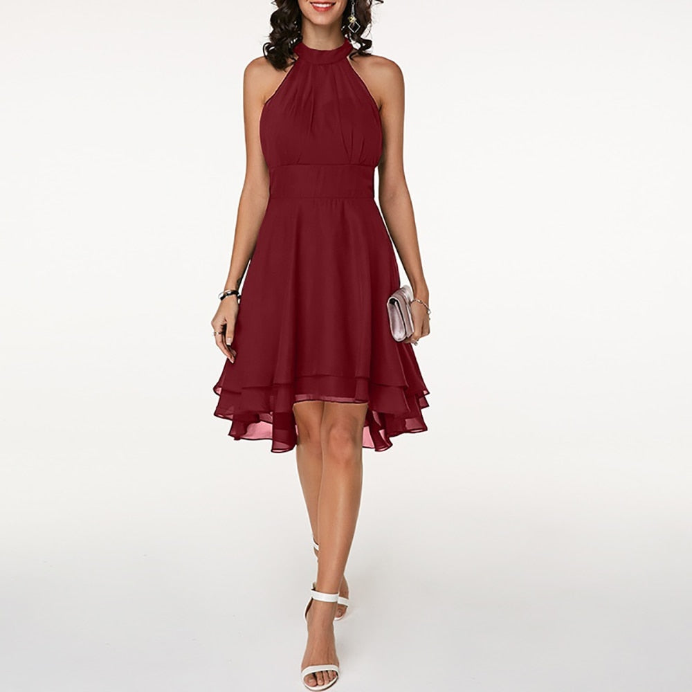 Damen Kleid mit Rüschen Neckholder