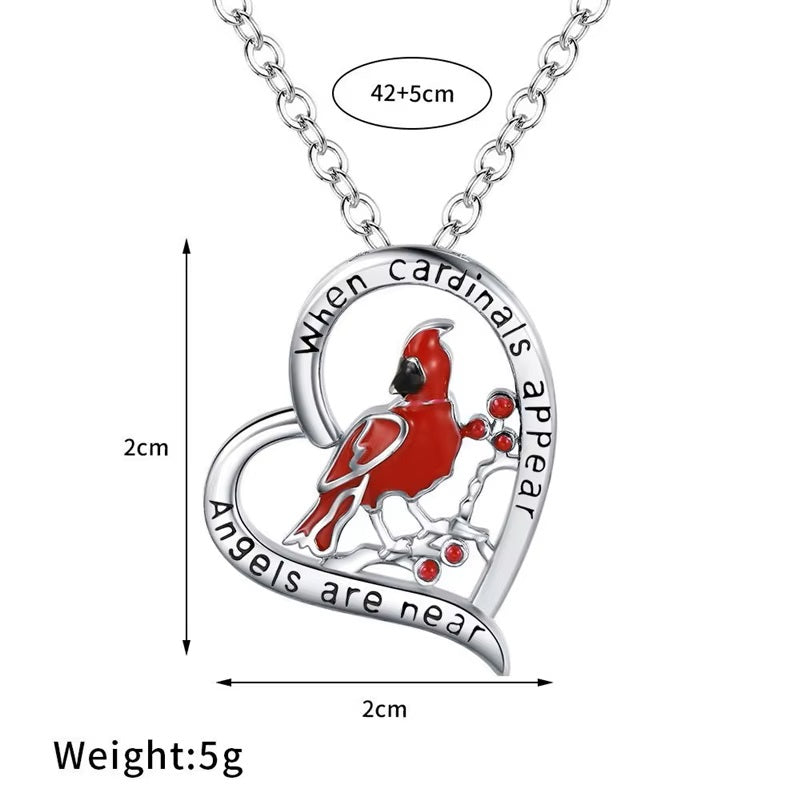 Silberne Halsketten mit Cardinal Red Bird Herzanhänger | Shop Nory