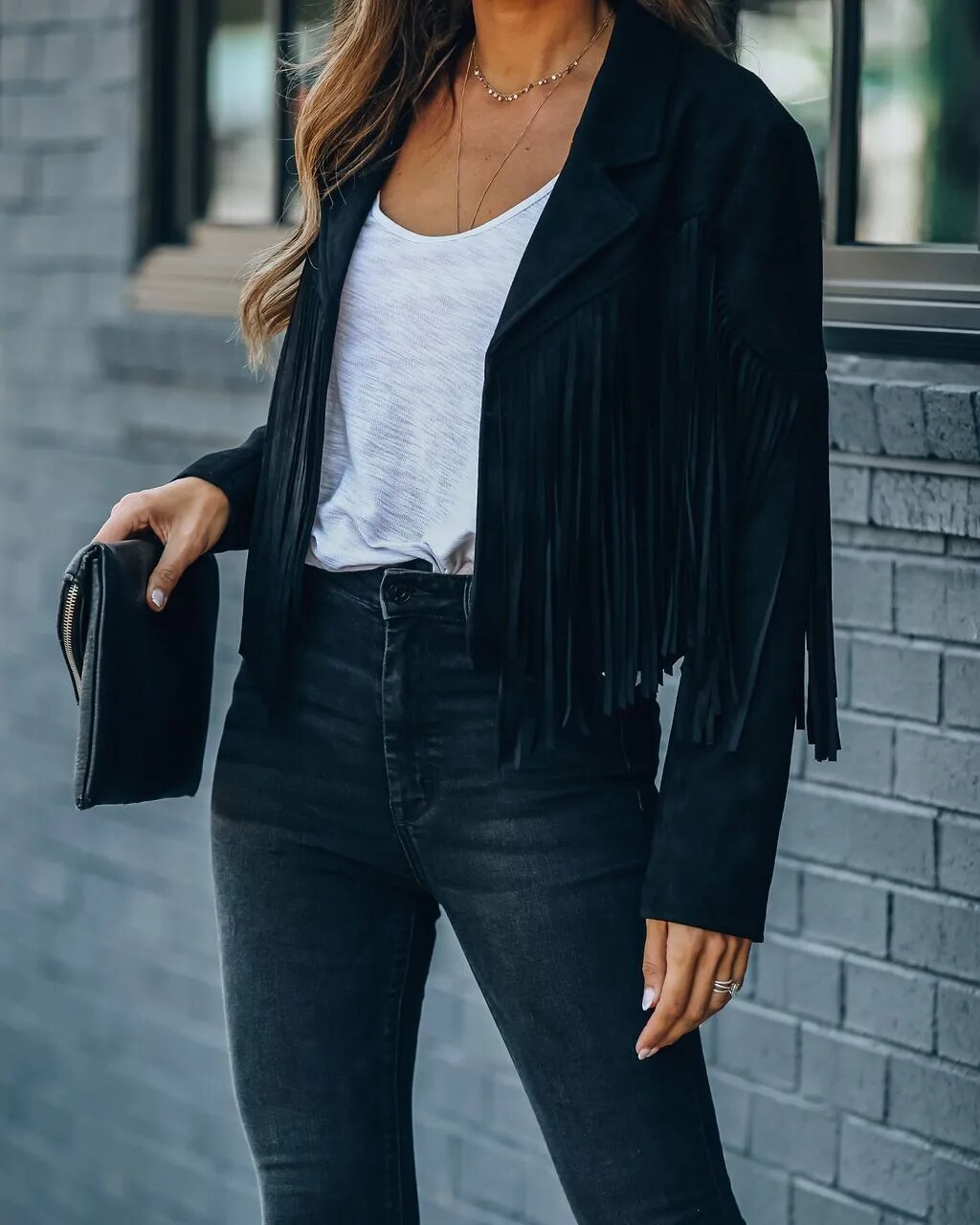 Damen Wildleder-Motorradjacke