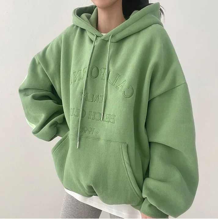 Oversized Damen Hoodie Mit Stickerei