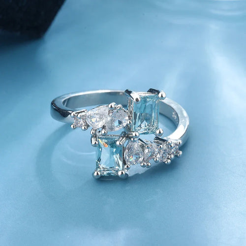 Aquamarin Zirkon Ring 925 Silber Ring | Shop Nory