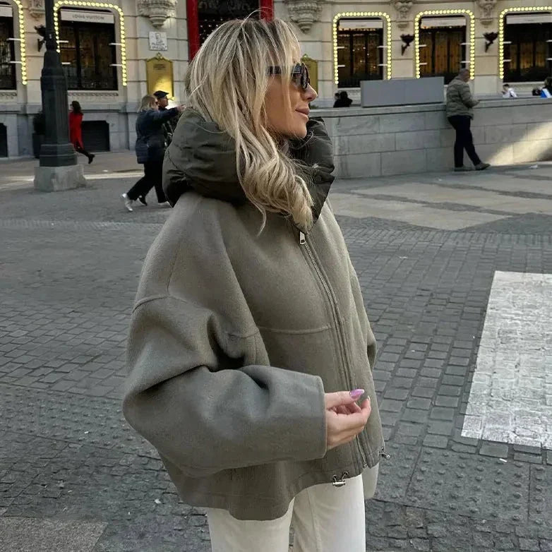 Damen Wolljacke mit Kapuze