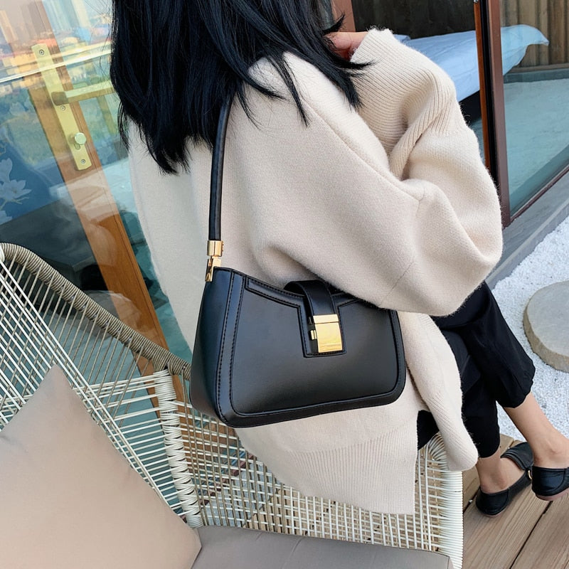 Shopnory | Stilvolle Linke Schultertasche Damen Designer Handtasche mit Reißverschluss