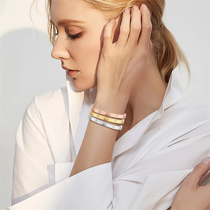 Edelstahl Rhinestonto Bangle-Armband für Frauen Shop Nory