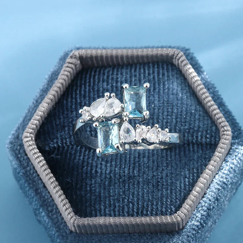 Aquamarin Zirkon Ring 925 Silber Ring | Shop Nory