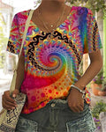 Buntes T-Shirt mit Abstraktem Druck