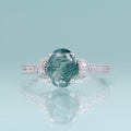 Silberner Moosachat-Ring im Art-Deco-Stil mit ovalem Pavé-Fassung | Shop Nory