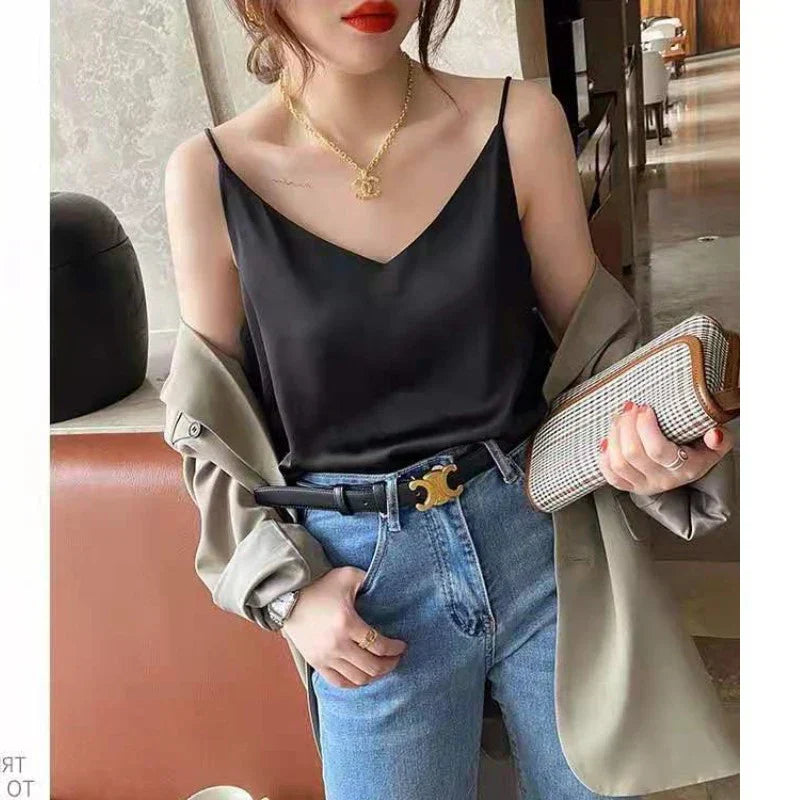 Shopnory | Neck Satin Crop Top Damen