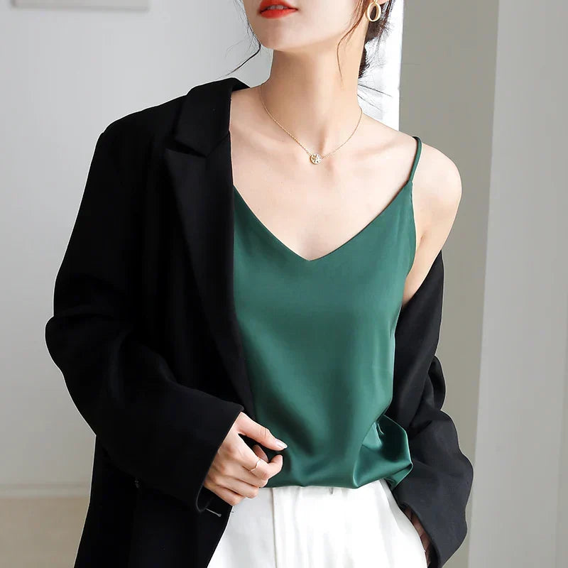Shopnory | Neck Satin Crop Top Damen
