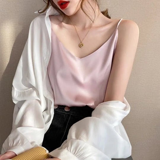 Shopnory | Neck Satin Crop Top Damen