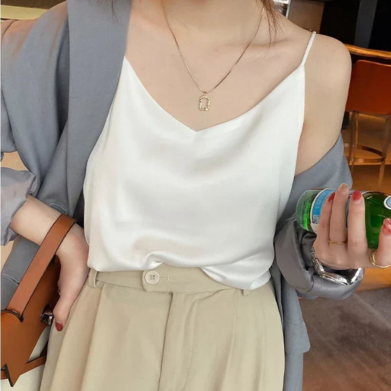 Shopnory | Neck Satin Crop Top Damen