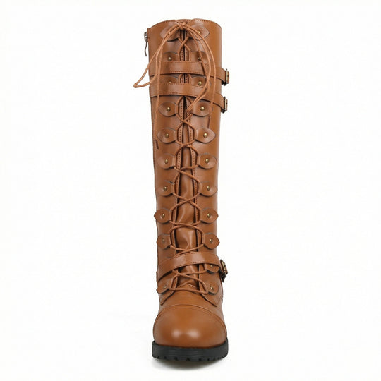 Retro-Schnürstiefel mit Schnalle