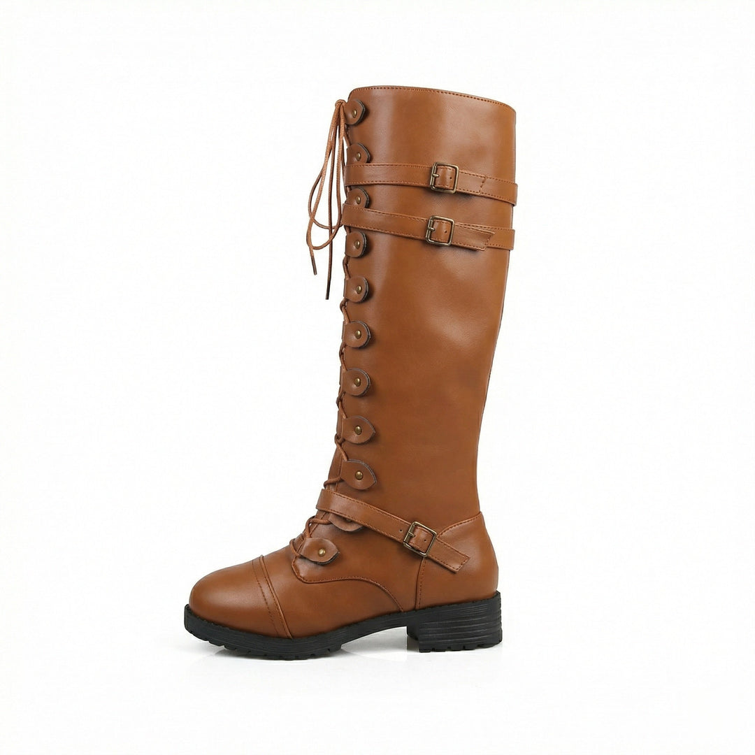 Retro-Schnürstiefel mit Schnalle