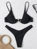 Bügel-Bikini-Set Push-Up-Bh und Tanga-Bademode für Damen