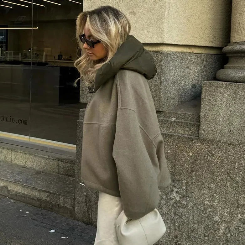 Damen Wolljacke mit Kapuze