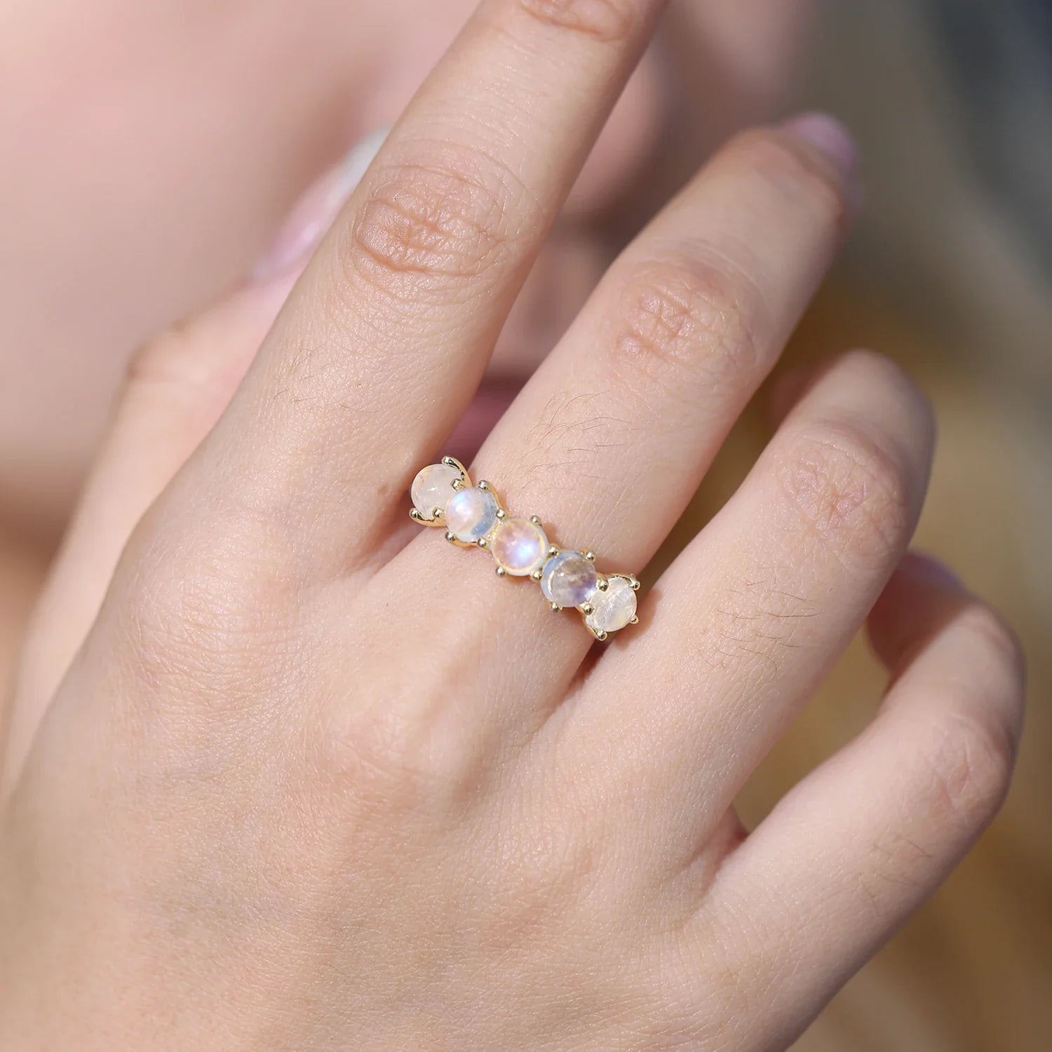 Mondstein Bandring Halb-Eternity-Ring | Shop Nory