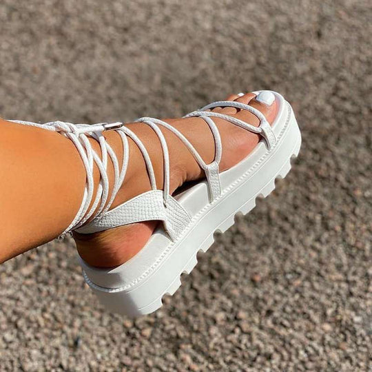 Shopnory | Sandalen Im Gladiator Stil mit Dicker Sohle für Damen
