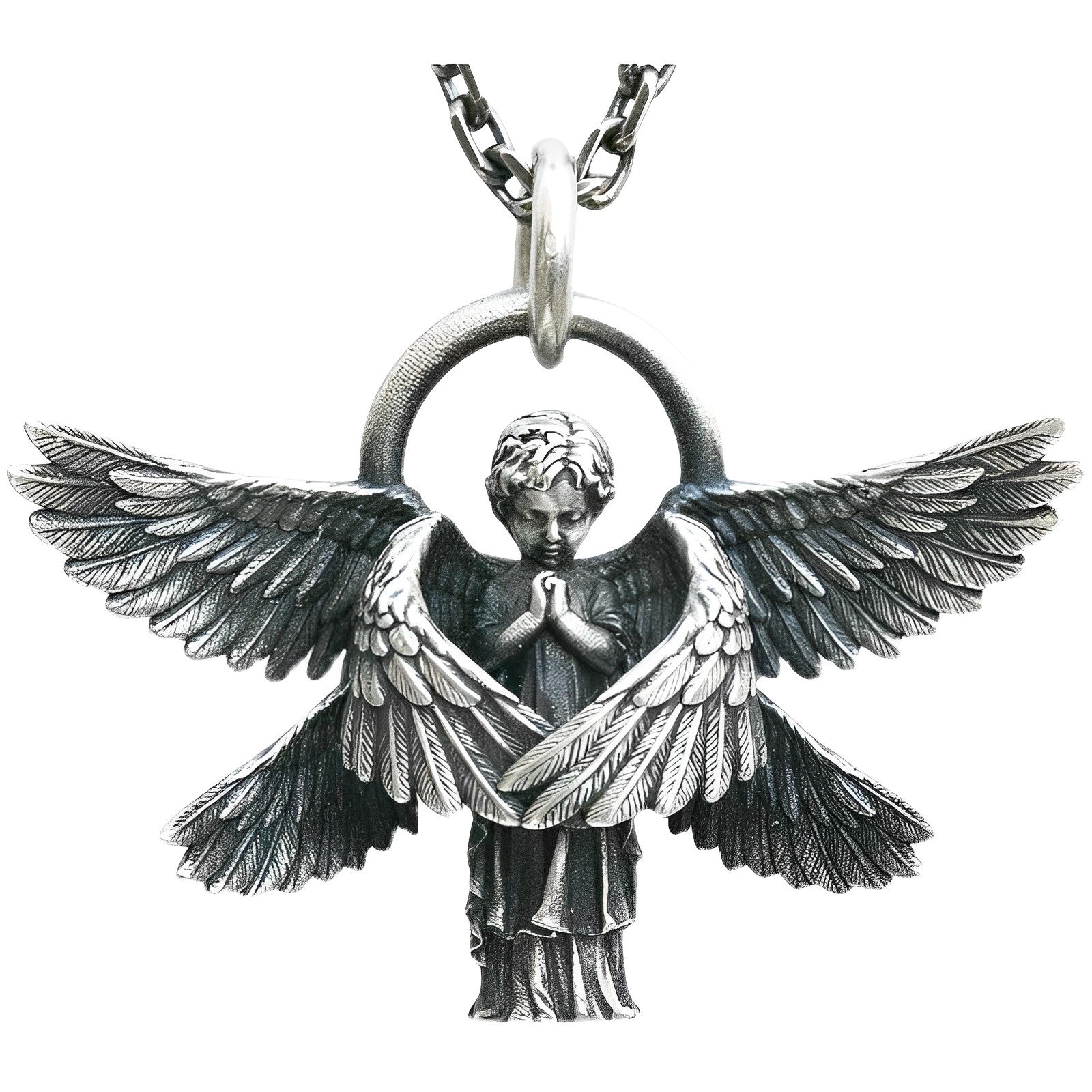 Klassisches Hochwertiges Engel Gebet Unisex Anhänger Mit Kette | Shop Nory