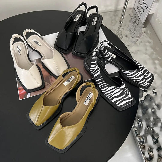 Slingback Sandalen mit Quadratischer Zehenpartie