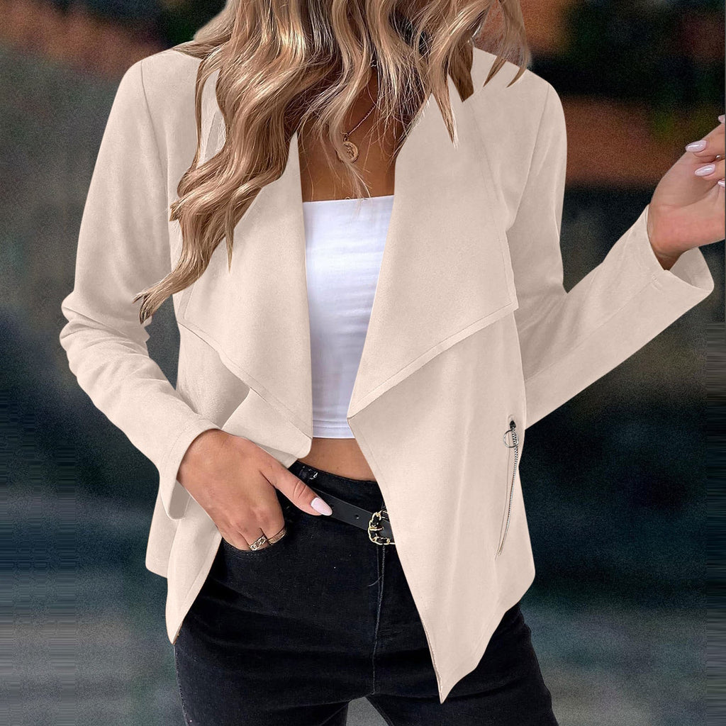 Elegante Wasserfalljacke mit Reißverschlussdetails