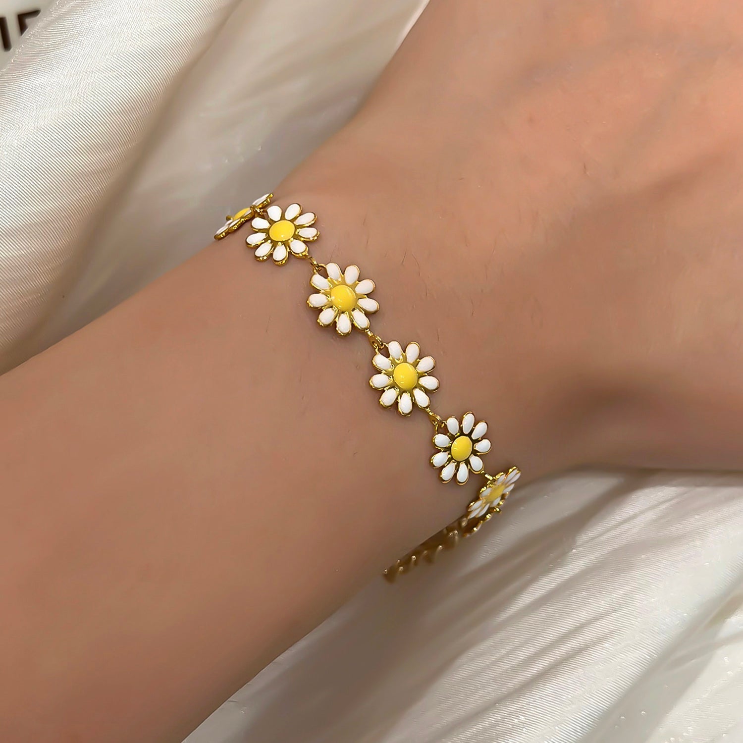 Damen Süße Weiße Süße Daisy Sonnenblume Armbänder | Shop Nory