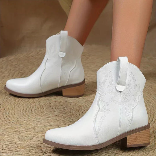 PU niedriger Absatz rutschfeste Damen Cowboystiefel