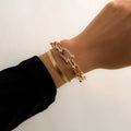 Damen GoldCopper Kette Interlock Link Kristall 2Pc Armbänder | Shop Nory
