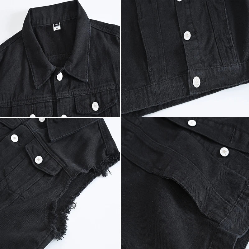 Zerrissene Ärmellose Jeansjacke für Männer