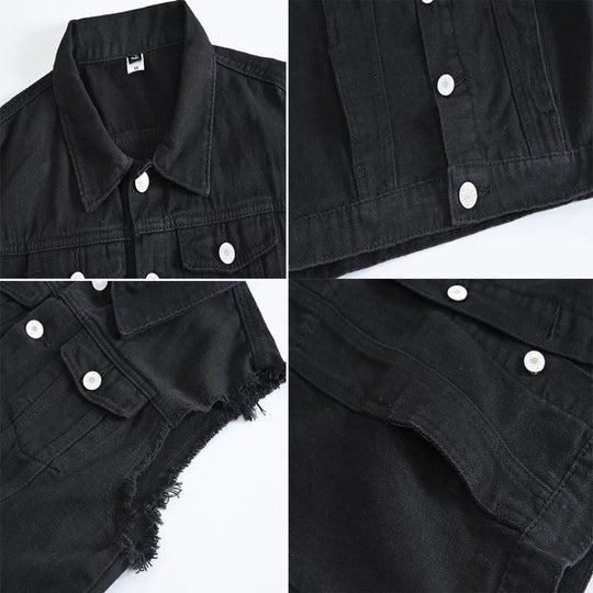 Zerrissene Ärmellose Jeansjacke für Männer