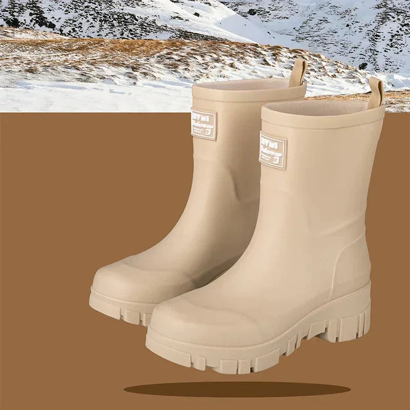 Damen Chelsea wasserdichte Stiefel mit Blockabsatz & gemusterter Sohle
