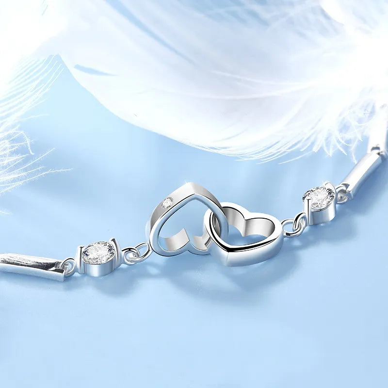 925 Sterling Silver Herz Charm Armreifen | Shop Nory