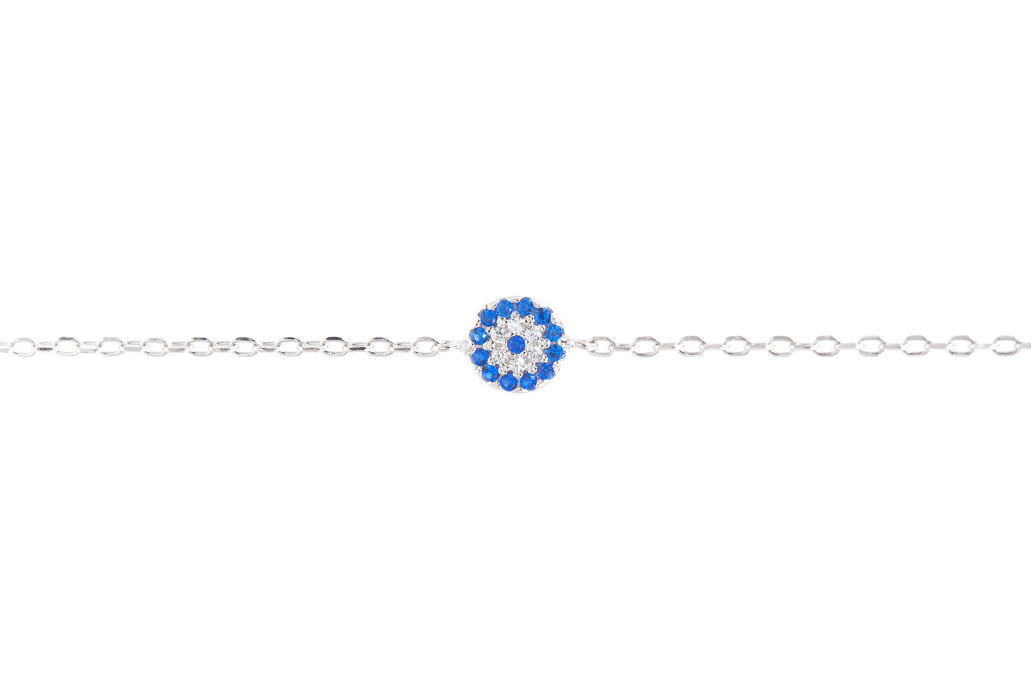 Silbernes Armband mit blauem Auge und Zirkonen – Schutz und Eleganz in einem Schmuckstück | Shop Nory