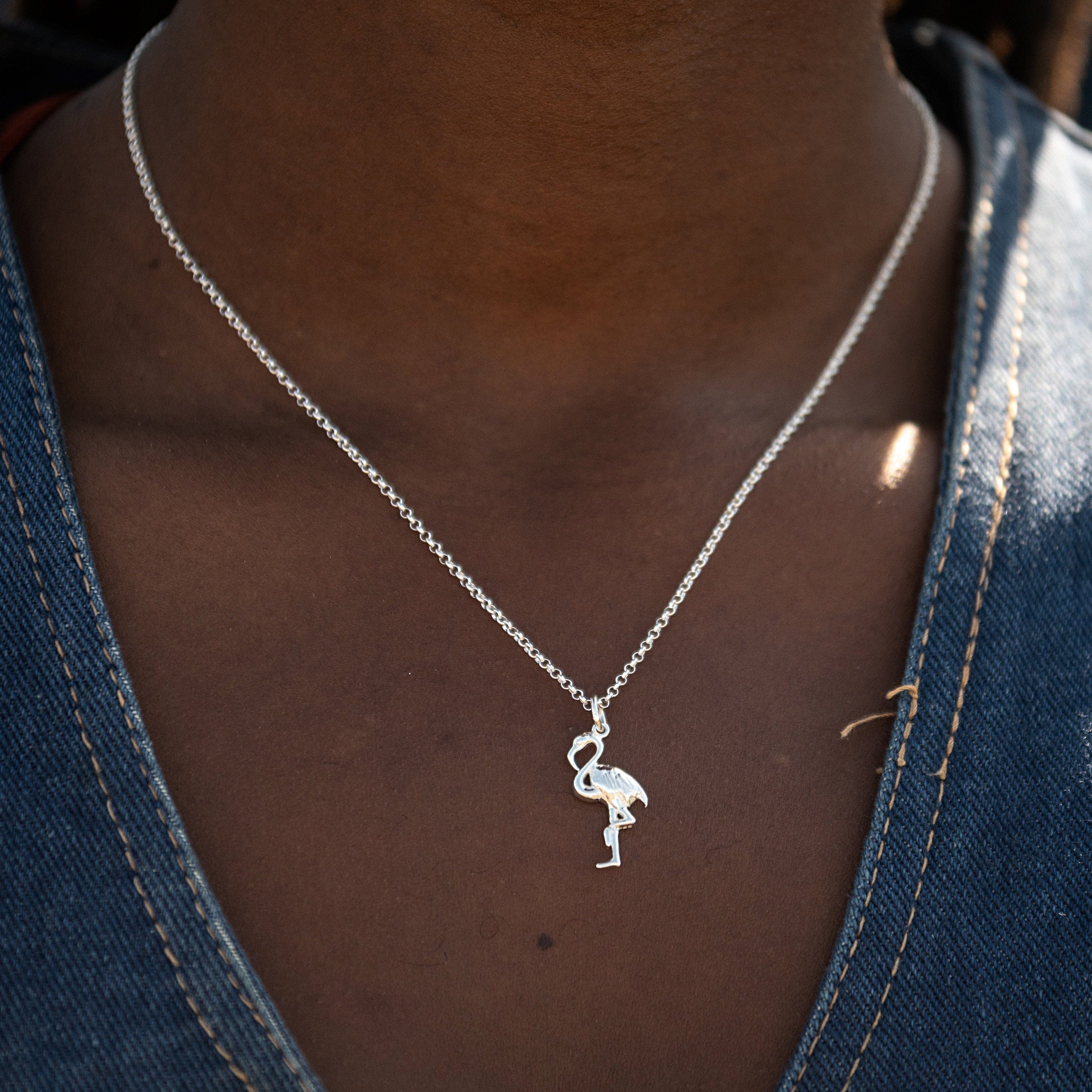 Silber Flamingo Charm Halskette | Shop Nory