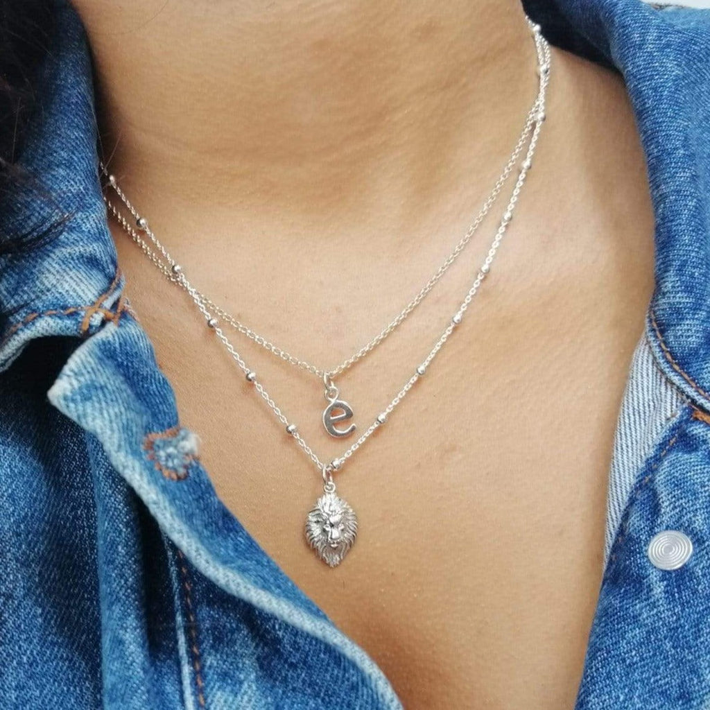 Silberner Löwenkopf Satellitenkette Charme Halskette | Shop Nory