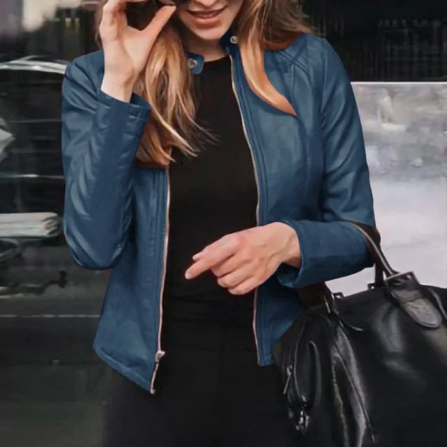 Damen Lederjacke Mit Taillierter Passform