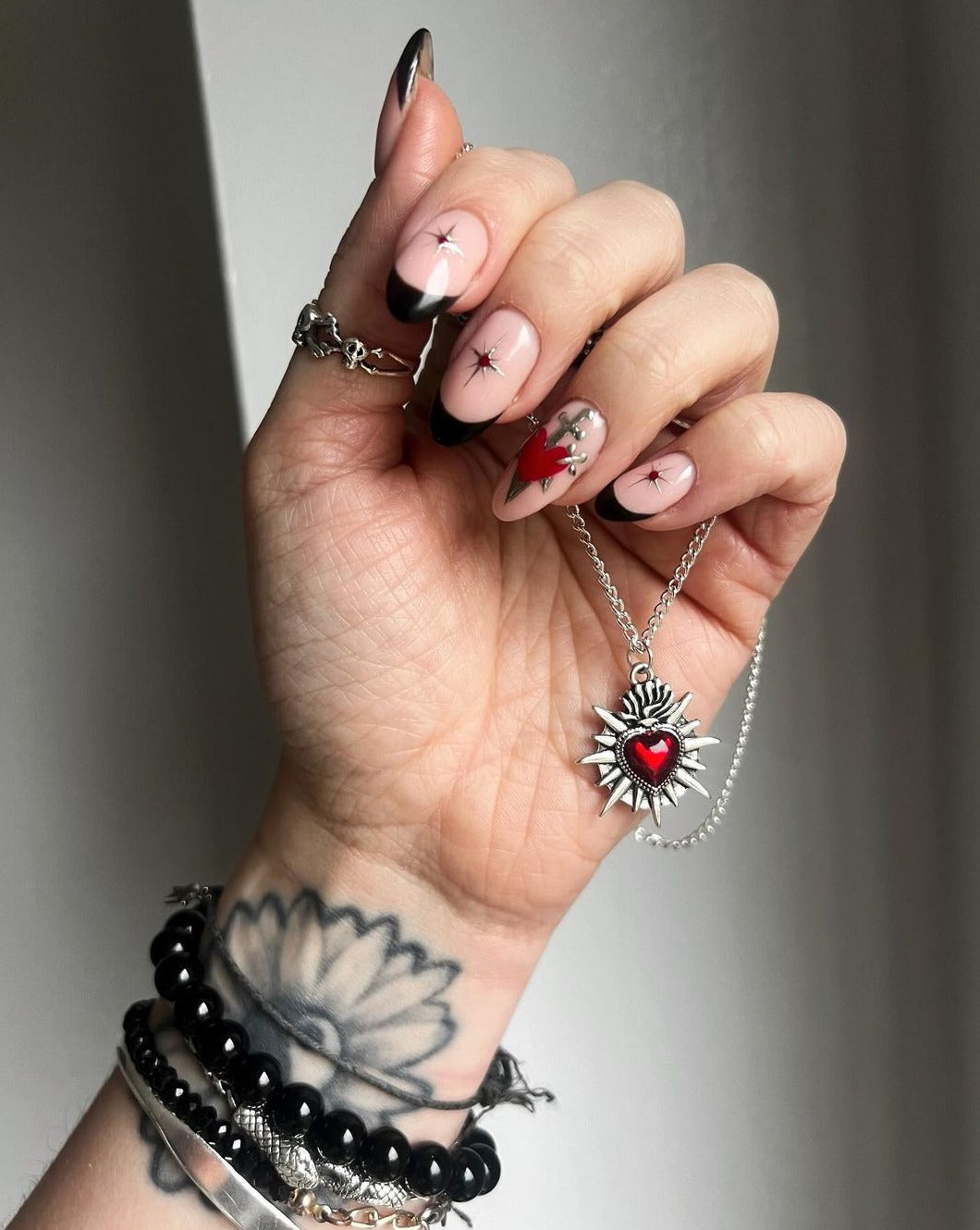 Silver Sacred Flaming Red Heart Charm Necklace | Shop Nory