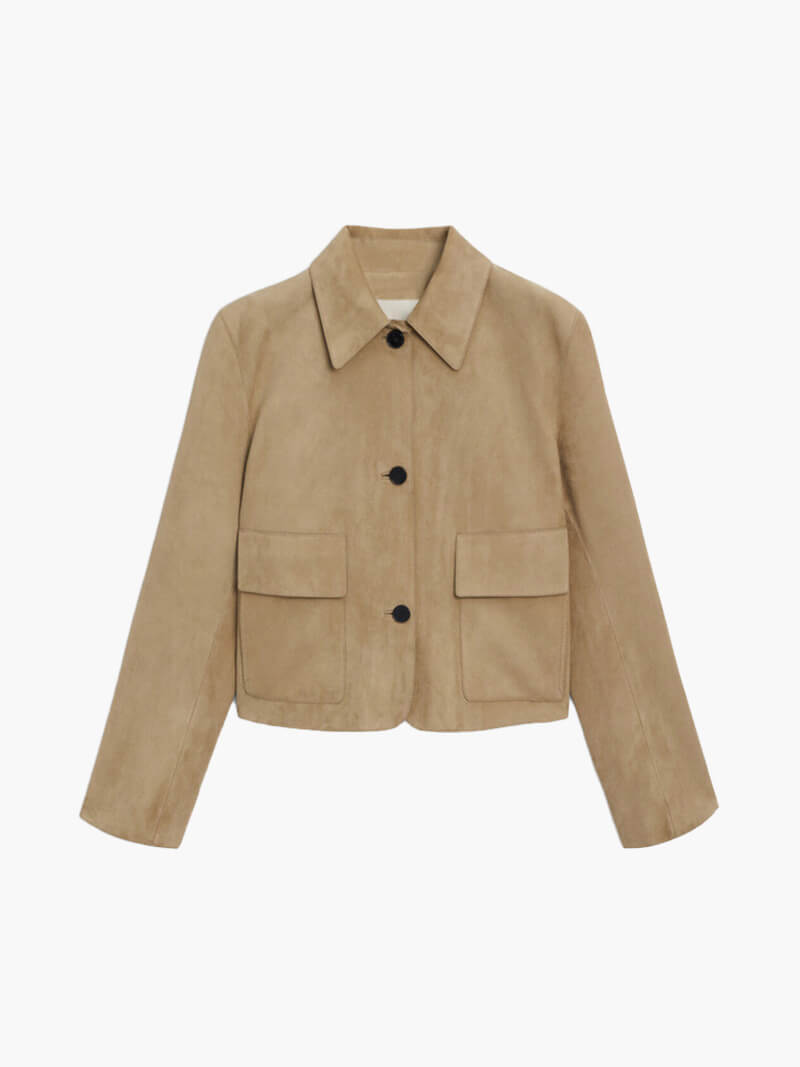 Wildlederjacke Klassische Kurzjacke mit Taschen