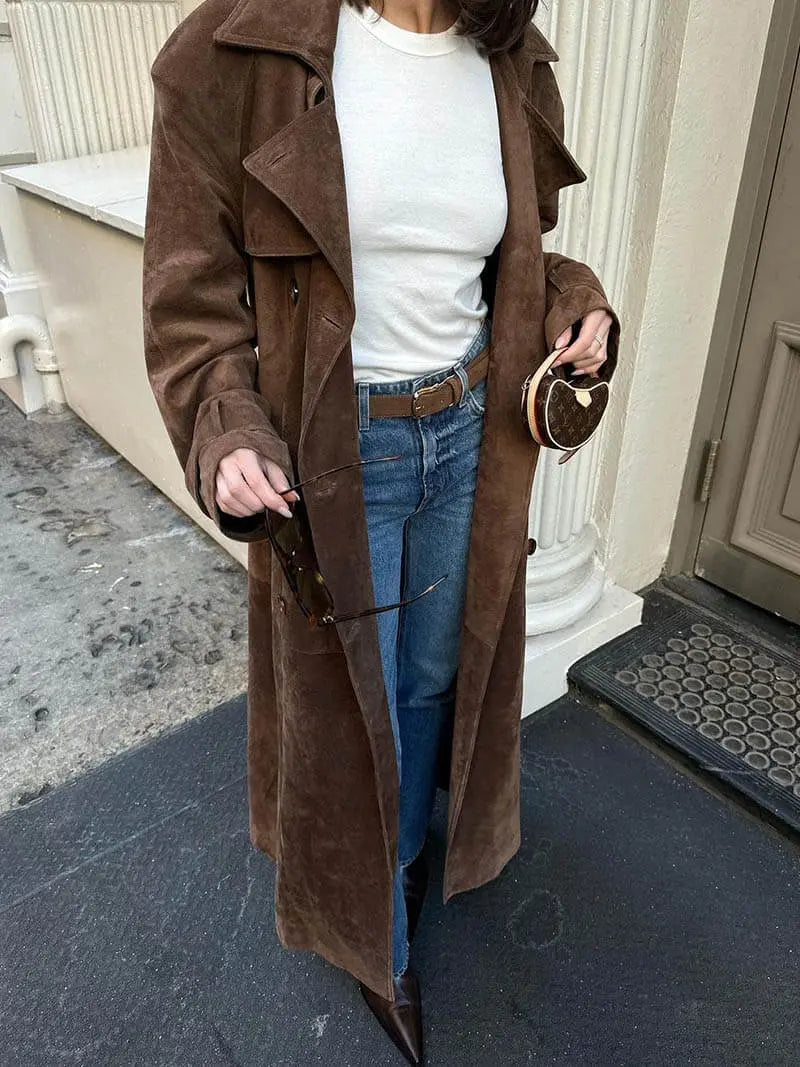 Shopnory | Wildleder Trenchcoat