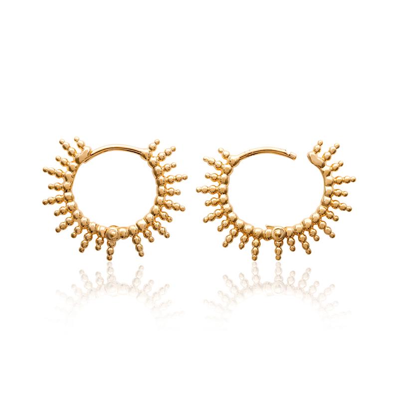 Sonnenstrahl-Creolen vergoldet - Creolen Sonne für Damen | Shop Nory