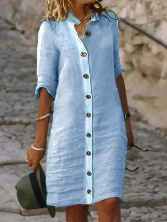 Blaues Leinenkleid
