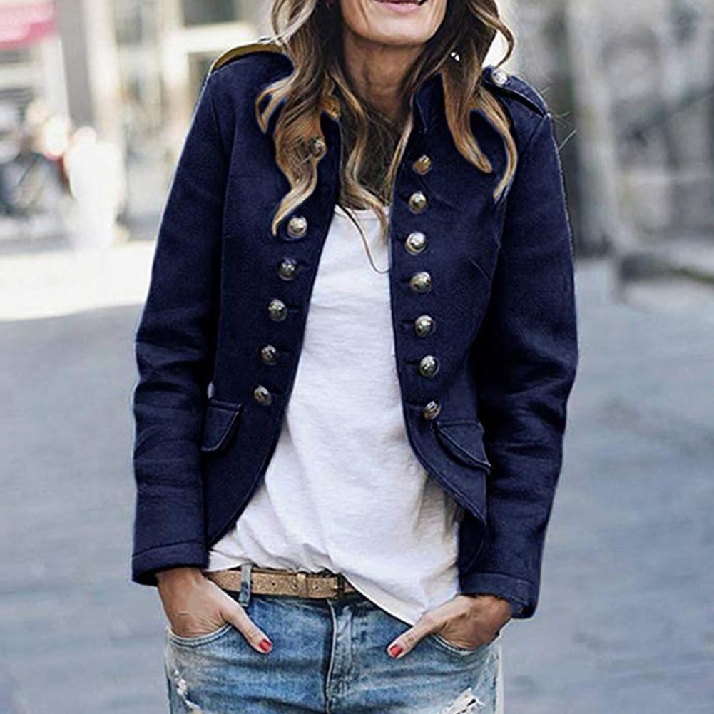 Military-Style Jacke - Doppelt mit Stehkragen