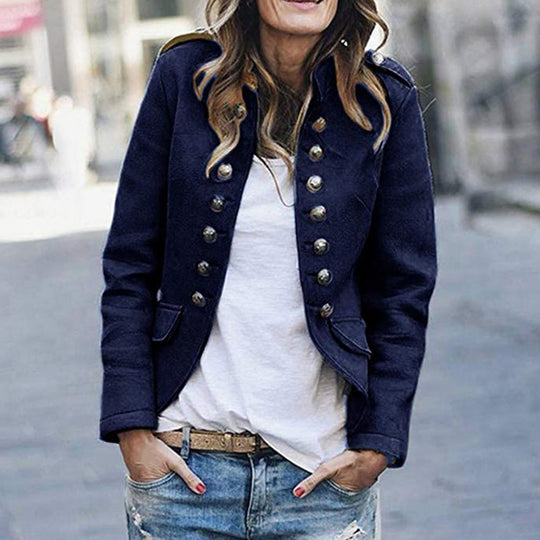 Military-Style Jacke - Doppelt mit Stehkragen