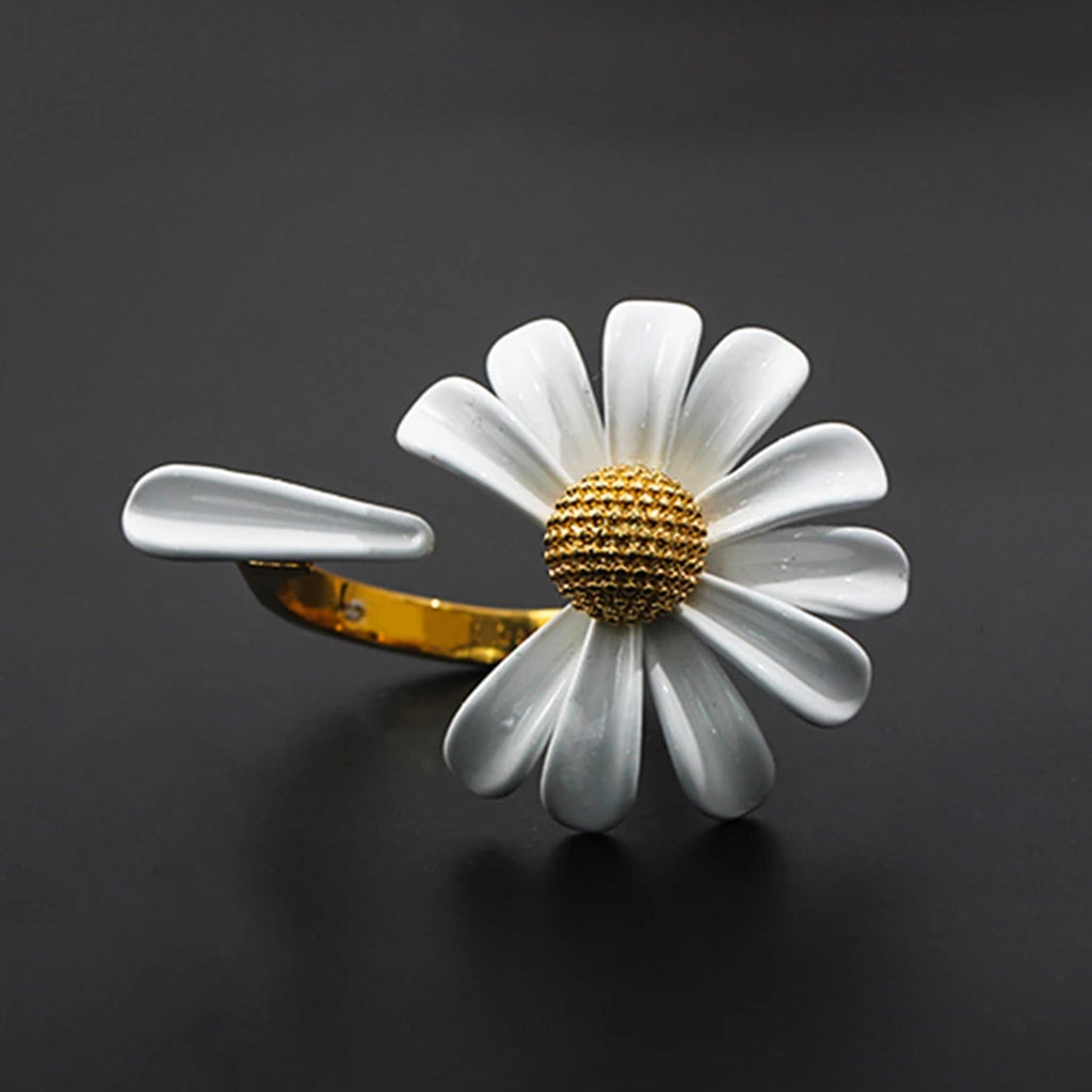 Frühling Weiß Emaille Gänseblümchen Ring | Shop Nory