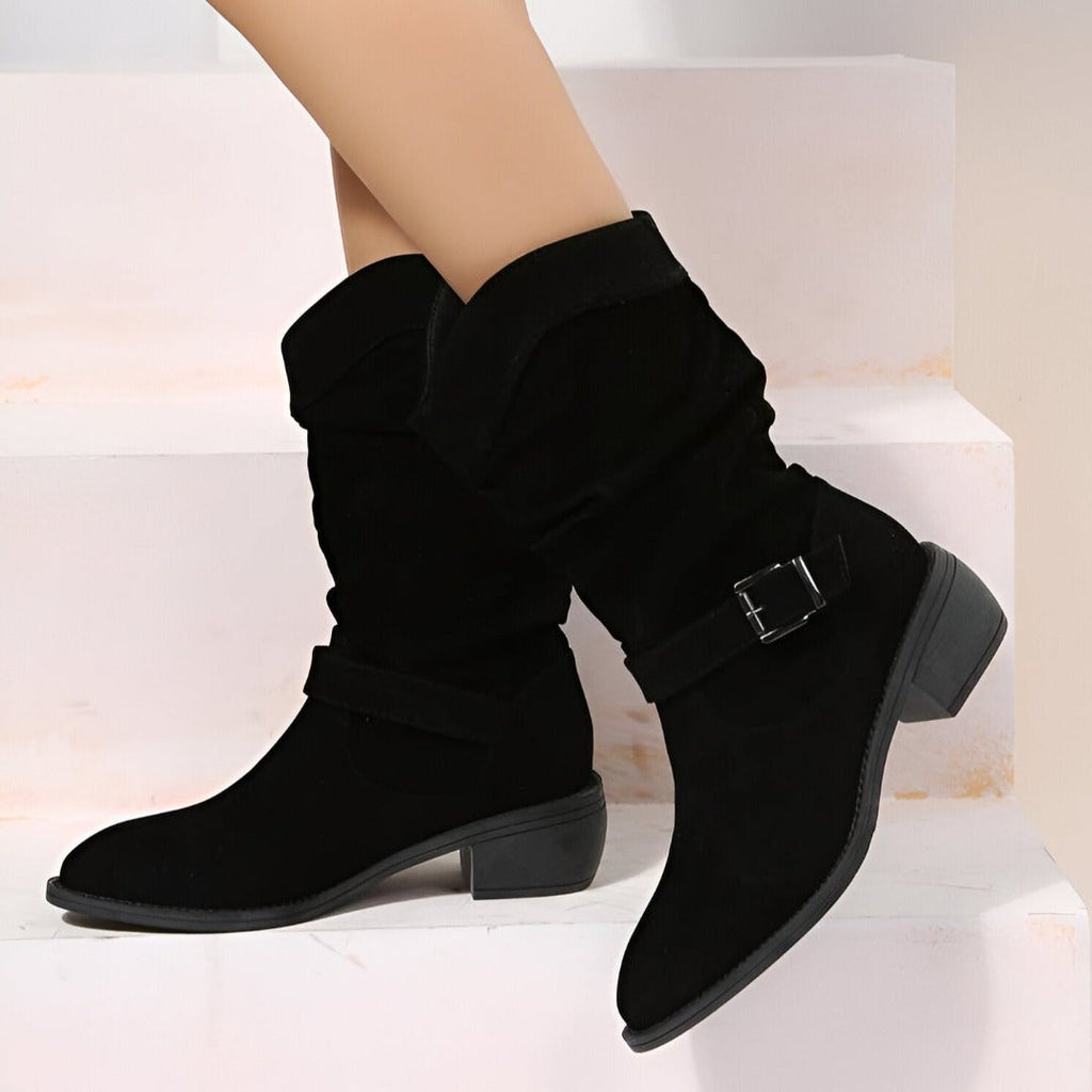 Wildlederstiefel - Knöchelhöhe - Reißverschluss - Niedriger Absatz - Damenstiefel