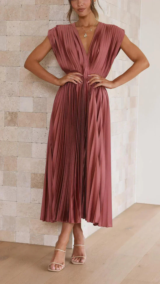 Ärmelloses, Plissiertes Midikleid