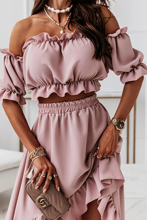 Flügel Off Shoulder Crop Unregelmäßigkeit Rock Set